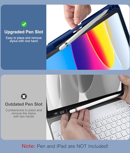 Hamile for iPad 11th 10th Generation Case with Keyboard   7 Colors Backlit Wireless Detachable Folio Keyboard Cover with Pencil Holder for iPad 11 inch A16 2025 10th Gen 10 9 Inch 2022  Black 