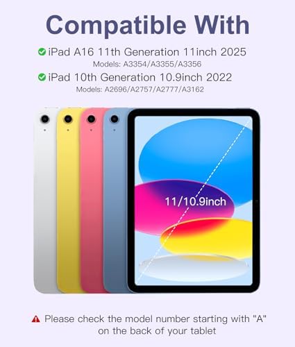 Hamile for iPad 11th 10th Generation Case with Keyboard   7 Colors Backlit Wireless Detachable Folio Keyboard Cover with Pencil Holder for iPad 11 inch A16 2025 10th Gen 10 9 Inch 2022  Black 