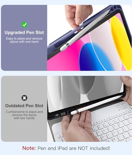 Hamile for iPad 11th 10th Generation Case with Keyboard   7 Colors Backlit Wireless Detachable Folio Keyboard Cover with Pencil Holder for iPad 11 inch A16 2025 10th Gen 10 9 Inch 2022  Black 