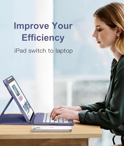 Hamile for iPad 11th 10th Generation Case with Keyboard   7 Colors Backlit Wireless Detachable Folio Keyboard Cover with Pencil Holder for iPad 11 inch A16 2025 10th Gen 10 9 Inch 2022  Black 