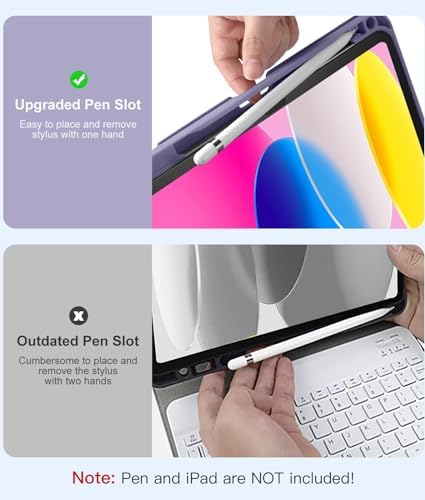Hamile for iPad 11th 10th Generation Case with Keyboard   7 Colors Backlit Wireless Detachable Folio Keyboard Cover with Pencil Holder for iPad 11 inch A16 2025 10th Gen 10 9 Inch 2022  Black 