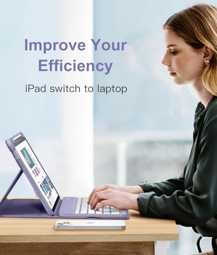 Hamile for iPad 11th 10th Generation Case with Keyboard   7 Colors Backlit Wireless Detachable Folio Keyboard Cover with Pencil Holder for iPad 11 inch A16 2025 10th Gen 10 9 Inch 2022  Black 