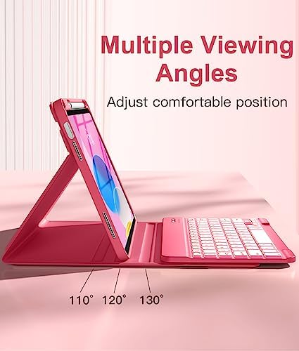 Hamile for iPad 11th 10th Generation Case with Keyboard   7 Colors Backlit Wireless Detachable Folio Keyboard Cover with Pencil Holder for iPad 11 inch A16 2025 10th Gen 10 9 Inch 2022  Black 