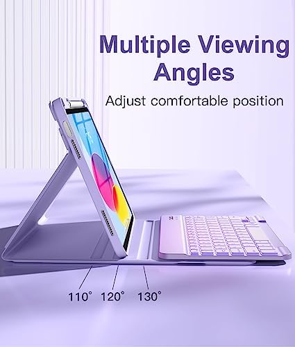 Hamile for iPad 11th 10th Generation Case with Keyboard   7 Colors Backlit Wireless Detachable Folio Keyboard Cover with Pencil Holder for iPad 11 inch A16 2025 10th Gen 10 9 Inch 2022  Black 