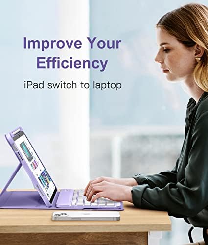 Hamile for iPad 11th 10th Generation Case with Keyboard   7 Colors Backlit Wireless Detachable Folio Keyboard Cover with Pencil Holder for iPad 11 inch A16 2025 10th Gen 10 9 Inch 2022  Black 