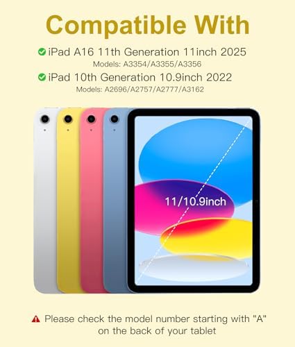 Hamile for iPad 11th 10th Generation Case with Keyboard   7 Colors Backlit Wireless Detachable Folio Keyboard Cover with Pencil Holder for iPad 11 inch A16 2025 10th Gen 10 9 Inch 2022  Black 