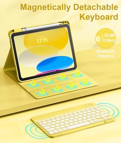 Hamile for iPad 11th 10th Generation Case with Keyboard   7 Colors Backlit Wireless Detachable Folio Keyboard Cover with Pencil Holder for iPad 11 inch A16 2025 10th Gen 10 9 Inch 2022  Black 