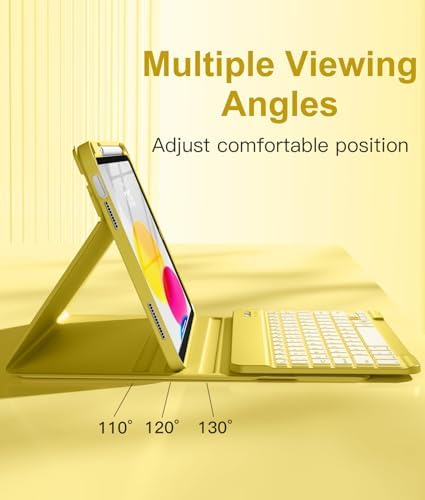 Hamile for iPad 11th 10th Generation Case with Keyboard   7 Colors Backlit Wireless Detachable Folio Keyboard Cover with Pencil Holder for iPad 11 inch A16 2025 10th Gen 10 9 Inch 2022  Black 