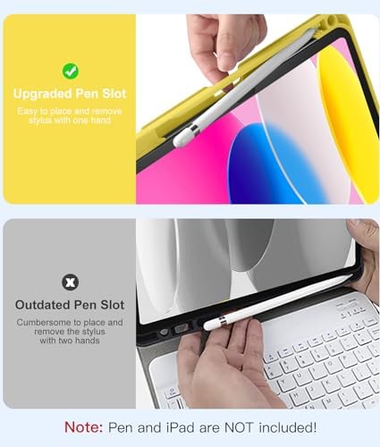 Hamile for iPad 11th 10th Generation Case with Keyboard   7 Colors Backlit Wireless Detachable Folio Keyboard Cover with Pencil Holder for iPad 11 inch A16 2025 10th Gen 10 9 Inch 2022  Black 