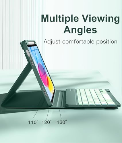 Hamile for iPad 11th 10th Generation Case with Keyboard   7 Colors Backlit Wireless Detachable Folio Keyboard Cover with Pencil Holder for iPad 11 inch A16 2025 10th Gen 10 9 Inch 2022  Black 