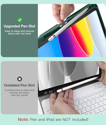 Hamile for iPad 11th 10th Generation Case with Keyboard   7 Colors Backlit Wireless Detachable Folio Keyboard Cover with Pencil Holder for iPad 11 inch A16 2025 10th Gen 10 9 Inch 2022  Black 