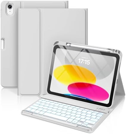 Hamile for iPad 11th 10th Generation Case with Keyboard   7 Colors Backlit Wireless Detachable Folio Keyboard Cover with Pencil Holder for iPad 11 inch A16 2025 10th Gen 10 9 Inch 2022  Black 