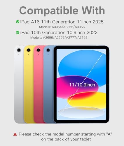 Hamile for iPad 11th 10th Generation Case with Keyboard   7 Colors Backlit Wireless Detachable Folio Keyboard Cover with Pencil Holder for iPad 11 inch A16 2025 10th Gen 10 9 Inch 2022  Black 