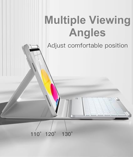 Hamile for iPad 11th 10th Generation Case with Keyboard   7 Colors Backlit Wireless Detachable Folio Keyboard Cover with Pencil Holder for iPad 11 inch A16 2025 10th Gen 10 9 Inch 2022  Black 