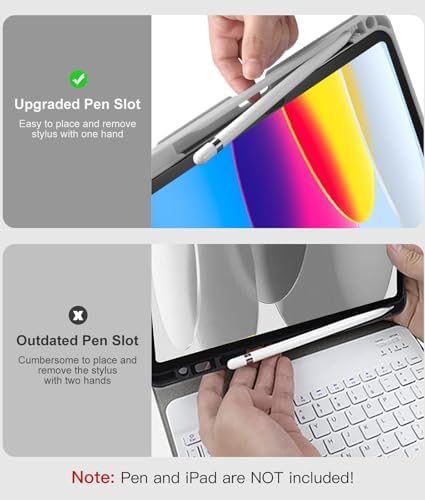 Hamile for iPad 11th 10th Generation Case with Keyboard   7 Colors Backlit Wireless Detachable Folio Keyboard Cover with Pencil Holder for iPad 11 inch A16 2025 10th Gen 10 9 Inch 2022  Black 