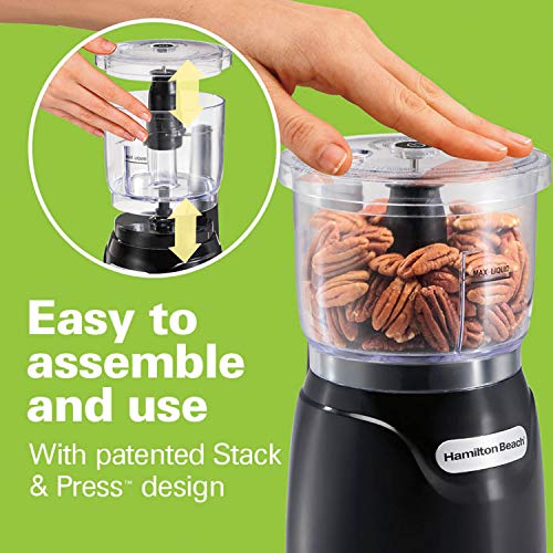 Hamilton Beach Electric Vegetable Chopper & Mini Food Processor  3 Cup  350 Watts  for Dicing  Mincing  and Puree  Black  72850 
