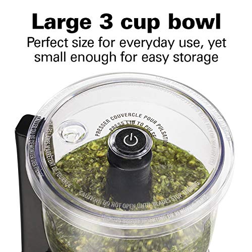 Hamilton Beach Electric Vegetable Chopper & Mini Food Processor  3 Cup  350 Watts  for Dicing  Mincing  and Puree  Black  72850 