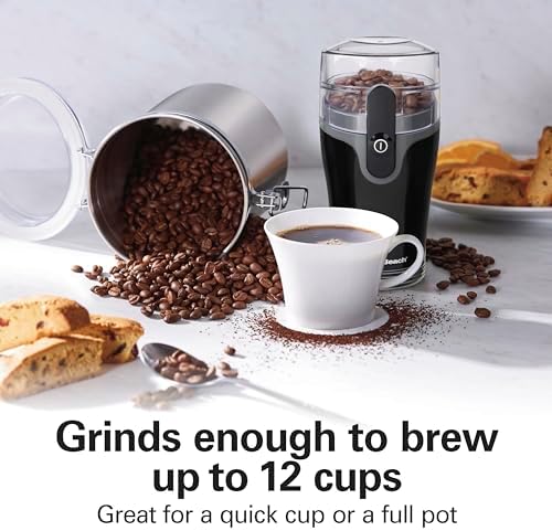 Hamilton Beach Fresh Grind Electric Coffee Grinder for Beans  Spices and More  Stainless Steel Blades  Removable Chamber  Makes up to 12 Cups  Black