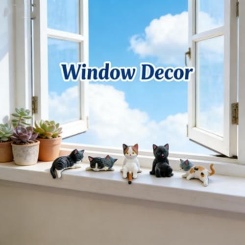 Hand Painted Mini Cat Desk Figurines Set of 5 Cute Cartoon Kitty Companions  Mini Desk Cat Figurines  Mini Cat Figurines for Computer  5 Piece Mini Resin Cat Figurines Cute Cartoon Desk Decor  5pcs 