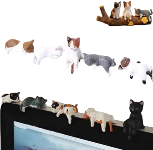 Hand Painted Mini Cat Desk Figurines Set of 5 Cute Cartoon Kitty Companions  Mini Desk Cat Figurines  Mini Cat Figurines for Computer  5 Piece Mini Resin Cat Figurines Cute Cartoon Desk Decor  5pcs 