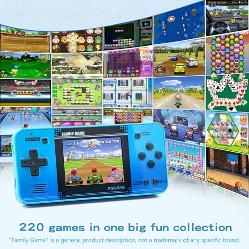 Handheld Game for Kids  Preloaded 220 Retro Video Games  Portable Gaming Player with Rechargeable Battery 3 0 LCD Screen  Mini Arcade Electronic Toy Gifts for Boys Girls  Blue 