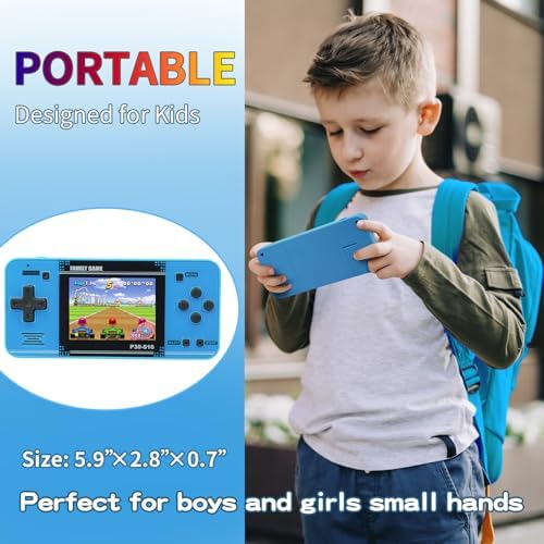 Handheld Game for Kids  Preloaded 220 Retro Video Games  Portable Gaming Player with Rechargeable Battery 3 0 LCD Screen  Mini Arcade Electronic Toy Gifts for Boys Girls  Blue 