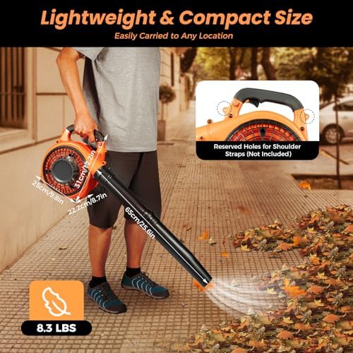 Handheld Gas Blower  2 Stroke Gas Powered Leaf Blower  750W 25 4CC Gasoline Grass Sweeper  Heavy Duty Grassland Cleaning Machine for Lawn Care Snow Blowing & Yard Cleaning