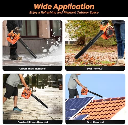 Handheld Gas Blower  2 Stroke Gas Powered Leaf Blower  750W 25 4CC Gasoline Grass Sweeper  Heavy Duty Grassland Cleaning Machine for Lawn Care Snow Blowing & Yard Cleaning