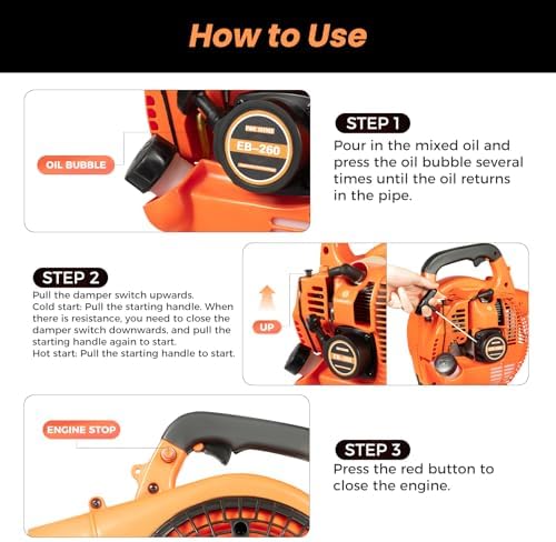 Handheld Gas Blower  2 Stroke Gas Powered Leaf Blower  750W 25 4CC Gasoline Grass Sweeper  Heavy Duty Grassland Cleaning Machine for Lawn Care Snow Blowing & Yard Cleaning