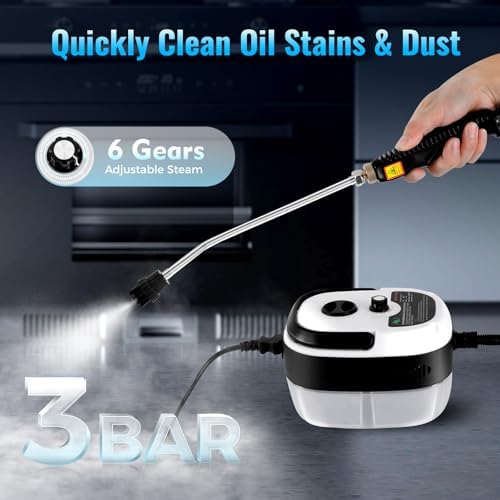 Limpiador de vapor presurizado de mano, 110 V, 2500 W, vaporizador portátil de mano de 1 litro, limpiador de vapor para automóvil, 6 velocidades de alta velocidad, temperatura de presión