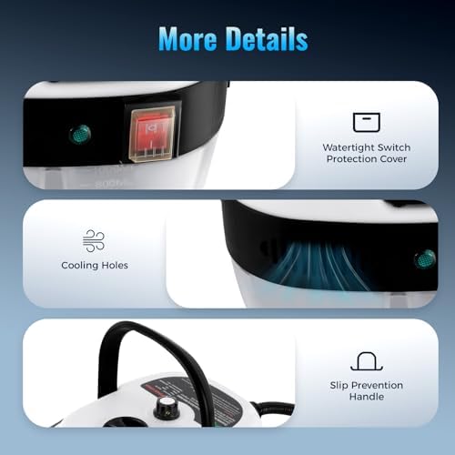 Limpiador de vapor presurizado de mano, 110 V, 2500 W, vaporizador portátil de mano de 1 litro, limpiador de vapor para automóvil, 6 velocidades de alta velocidad, temperatura de presión
