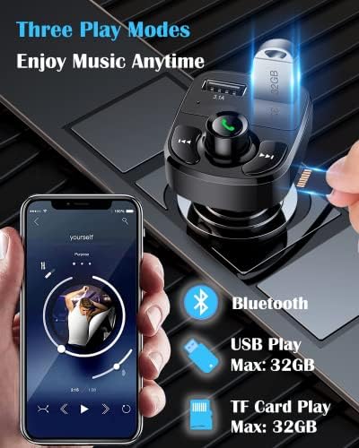 Handsfree Call Car Charger  Wireless Bluetooth 5 3 FM Transmitter Radio Receiver  MP3 Audio Music Adapter  Dual USB Ports  LED Show Voltage/FM Frequency  Compatible for iPhone Samsung Smartphones