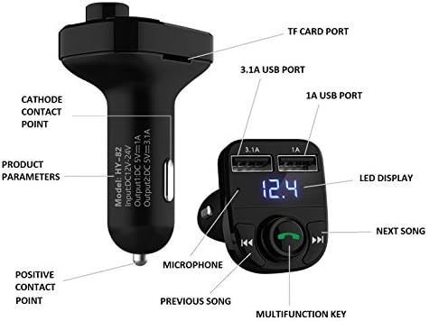 Handsfree Call Car Charger  Wireless Bluetooth 5 3 FM Transmitter Radio Receiver  MP3 Audio Music Adapter  Dual USB Ports  LED Show Voltage/FM Frequency  Compatible for iPhone Samsung Smartphones