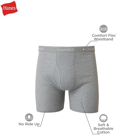 Hanes mens Underwear Boxer Briefs Pack  Cool & Breathable Cotton Moisture wicking Underwear for Men  No Ride Up
