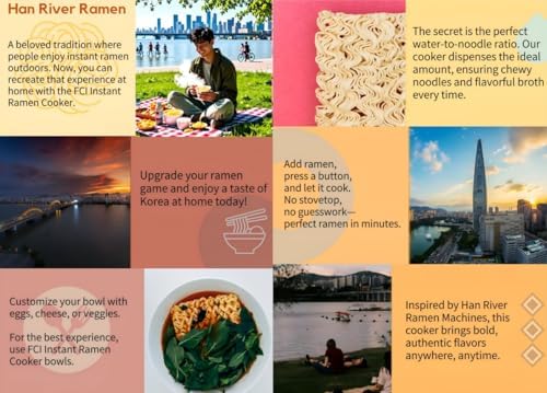 Hangang River Han gan Ramen Cooker  Foodie Craft International Instant Ramen Cooker 110v PMDS COOK 001 2000W  Electric Ramen Cooker self cooking ramen pot Automatic cooking device Auto cooking appliance