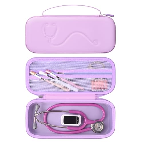 Hard Stethoscope Case for 3M Littmann Classic III  Lightweight II S E  MDF Acoustica Stethoscope  Stethoscopes Carrying Case with Mesh Bag for Nurse Accessories Gauze Penlights Cotton Swabs