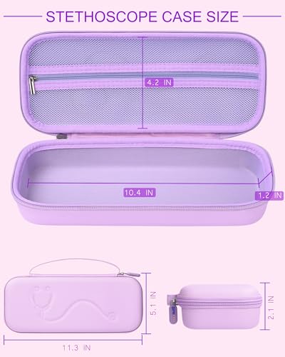 Hard Stethoscope Case for 3M Littmann Classic III  Lightweight II S E  MDF Acoustica Stethoscope  Stethoscopes Carrying Case with Mesh Bag for Nurse Accessories Gauze Penlights Cotton Swabs