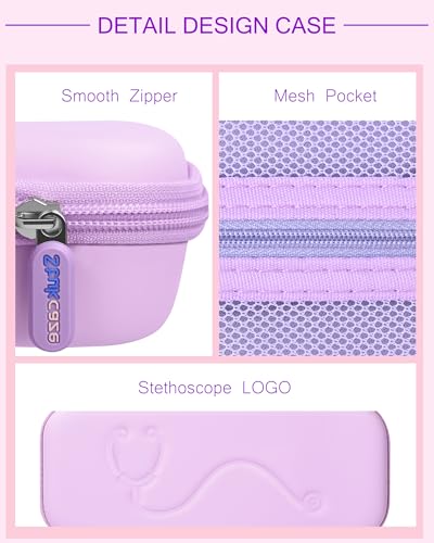 Hard Stethoscope Case for 3M Littmann Classic III  Lightweight II S E  MDF Acoustica Stethoscope  Stethoscopes Carrying Case with Mesh Bag for Nurse Accessories Gauze Penlights Cotton Swabs