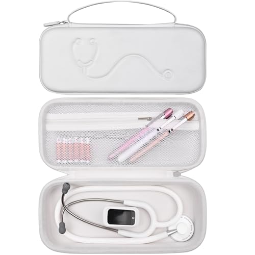 Hard Stethoscope Case for 3M Littmann Classic III  Lightweight II S E  MDF Acoustica Stethoscope  Stethoscopes Carrying Case with Mesh Bag for Nurse Accessories Gauze Penlights Cotton Swabs