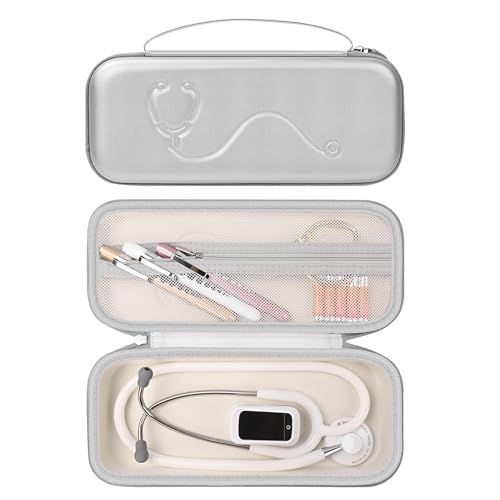 Hard Stethoscope Case for 3M Littmann Classic III  Lightweight II S E  MDF Acoustica Stethoscope  Stethoscopes Carrying Case with Mesh Bag for Nurse Accessories Gauze Penlights Cotton Swabs
