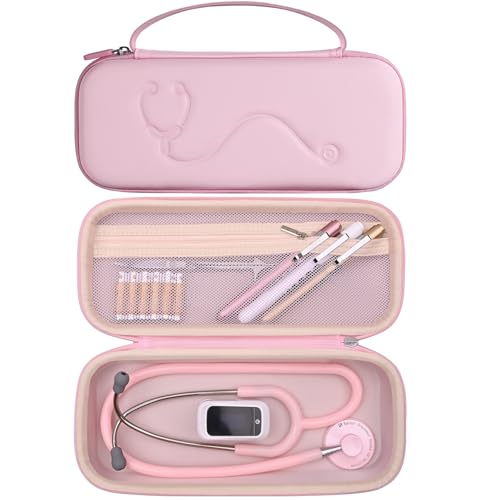 Hard Stethoscope Case for 3M Littmann Classic III  Lightweight II S E  MDF Acoustica Stethoscope  Stethoscopes Carrying Case with Mesh Bag for Nurse Accessories Gauze Penlights Cotton Swabs