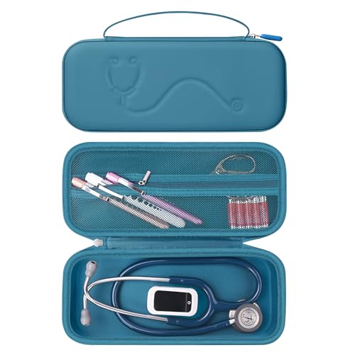 Hard Stethoscope Case for 3M Littmann Classic III  Lightweight II S E  MDF Acoustica Stethoscope  Stethoscopes Carrying Case with Mesh Bag for Nurse Accessories Gauze Penlights Cotton Swabs