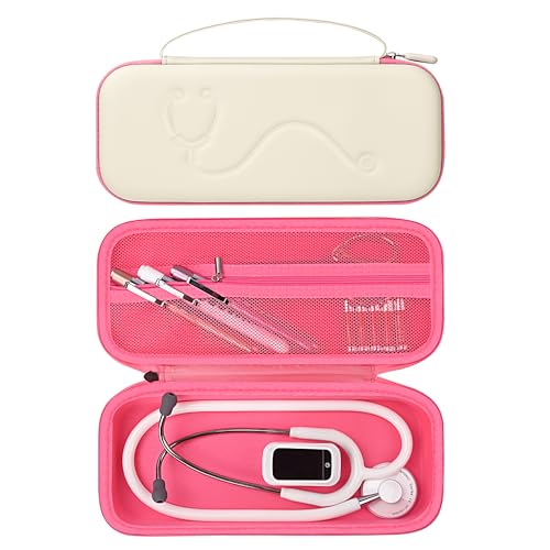 Hard Stethoscope Case for 3M Littmann Classic III  Lightweight II S E  MDF Acoustica Stethoscope  Stethoscopes Carrying Case with Mesh Bag for Nurse Accessories Gauze Penlights Cotton Swabs