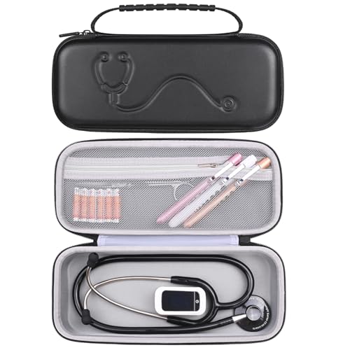 Hard Stethoscope Case for 3M Littmann Classic III  Lightweight II S E  MDF Acoustica Stethoscope  Stethoscopes Carrying Case with Mesh Bag for Nurse Accessories Gauze Penlights Cotton Swabs