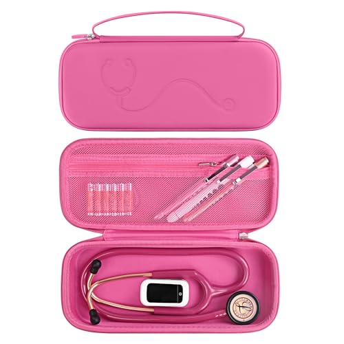 Hard Stethoscope Case for 3M Littmann Classic III  Lightweight II S E  MDF Acoustica Stethoscope  Stethoscopes Carrying Case with Mesh Bag for Nurse Accessories Gauze Penlights Cotton Swabs