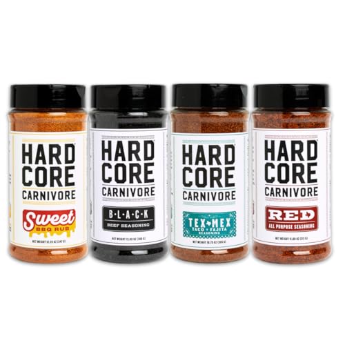 Hardcore Carnivore Black  Activated Charcoal Meat Seasoning Rub  13 oz Shaker  Texas Made  Blend for Steak  Brisket  Burgers  BBQ  Grilling and Smoking