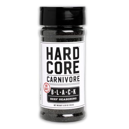 Hardcore Carnivore Black  Activated Charcoal Meat Seasoning Rub  13 oz Shaker  Texas Made  Blend for Steak  Brisket  Burgers  BBQ  Grilling and Smoking