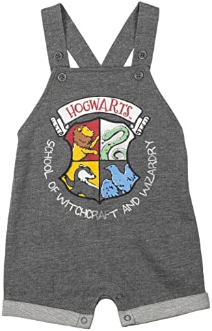 Harry Potter Hermione Hedwig Ron Weasley Baby French Terry Short Overalls T Shirt & Hat 3 Piece Outfit Newborn to Infant