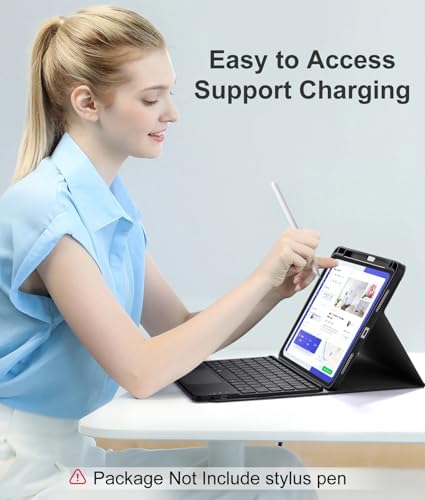 Harvopu Compatible with iPad Air 11 Inch & Air 5th/ Air 4th Generation Case with Keyboard   Multi Touch Trackpad  7 Color Backlit  Detachable Folio Cover for Air 11 inch M3/M2  2025/2024   Black