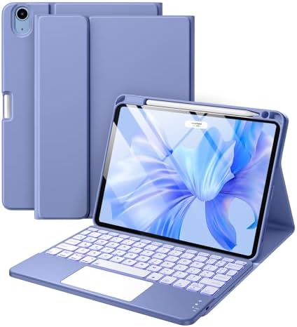 Harvopu Compatible with iPad Air 11 Inch & Air 5th/ Air 4th Generation Case with Keyboard   Multi Touch Trackpad  7 Color Backlit  Detachable Folio Cover for Air 11 inch M3/M2  2025/2024   Black